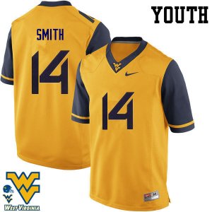 Youth West Virginia Mountaineers NCAA #14 Collin Smith Gold Authentic Nike Stitched College Football Jersey YV15B47NI